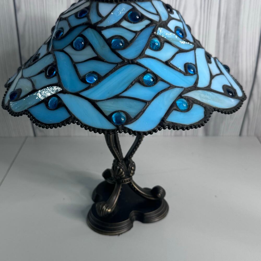Partylite Spring Water Votive Candle Lamp Tiffany Style Slag Glass Shade